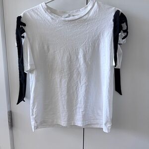 Sandro white lace-up short sleeve shirt size 2